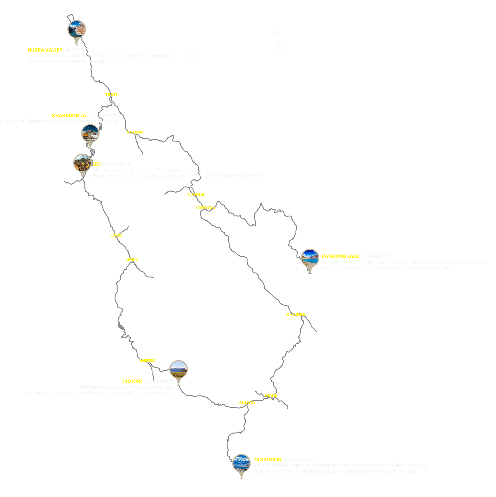 ladakh bike tour map
